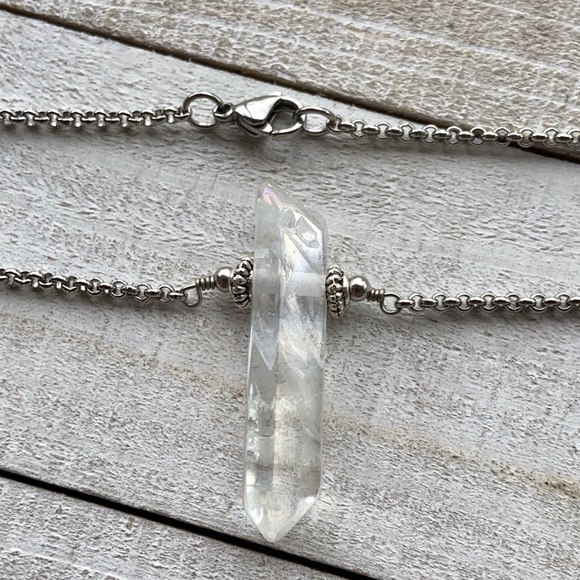 Genuine aura crystal quartz chocker boho necklace - Picture 2 of 12